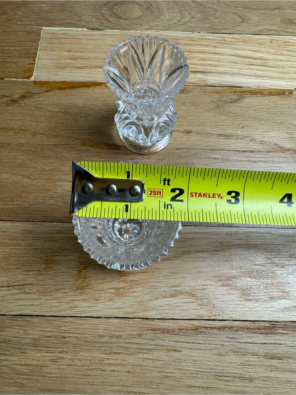 Set Of 2 Crystal Glass Toothpick Holder/ Bud Vase Sawtooth Diamond Starburst Fan